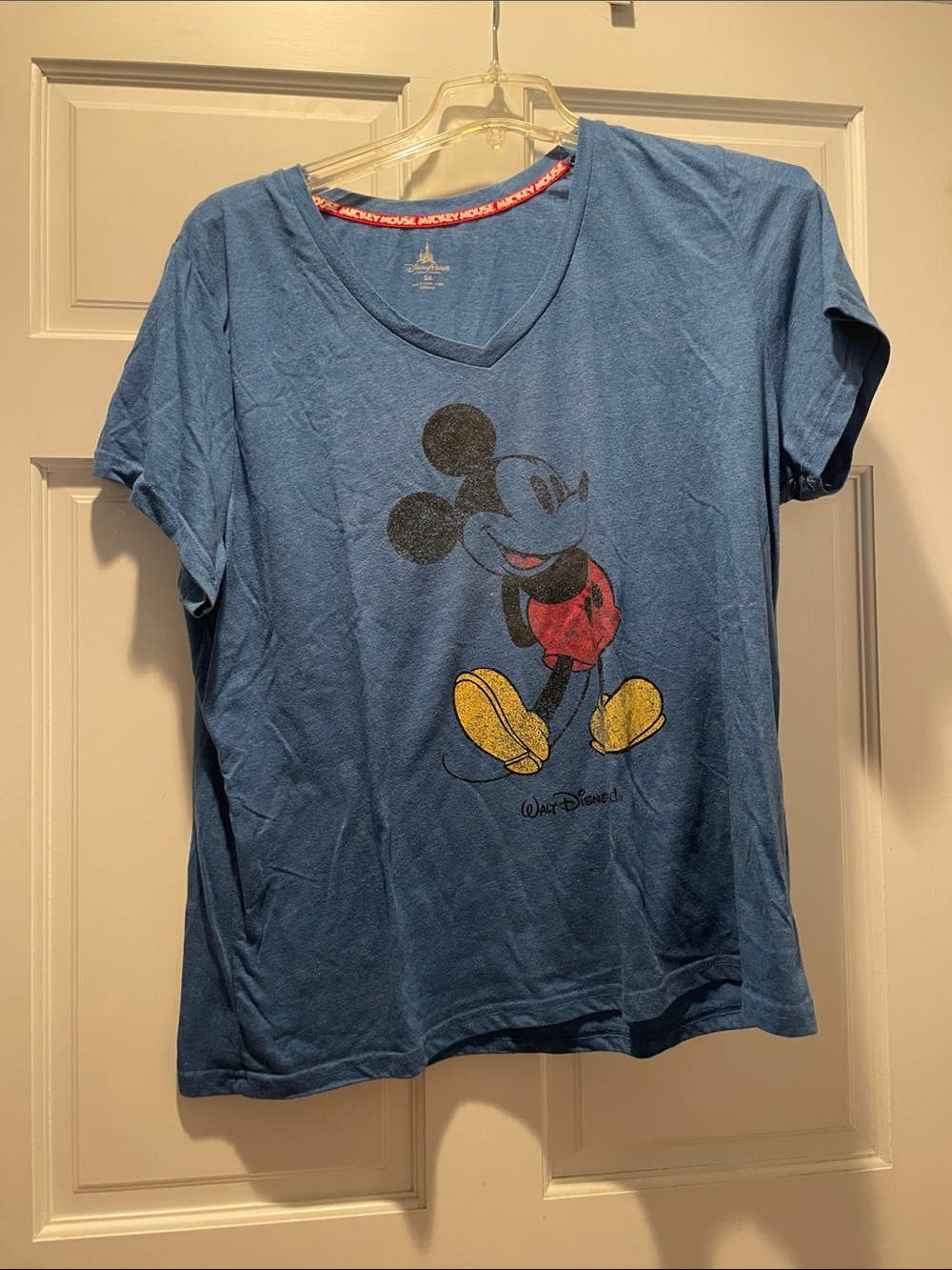 Disney Blue V‑Neck Mickey Mouse Graphic Tee Plus Size 2X